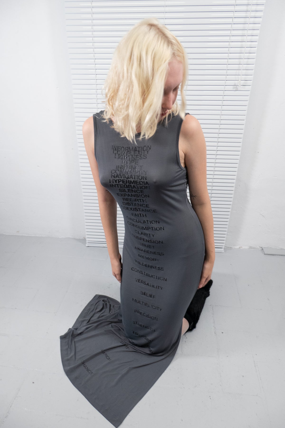 MOSCHINO TYPOGRAPHIC PRINT MAXI DRESS