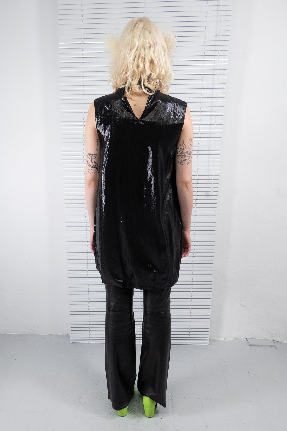 ICEBERG BOW METALLIC DRAPED MINI DRESS