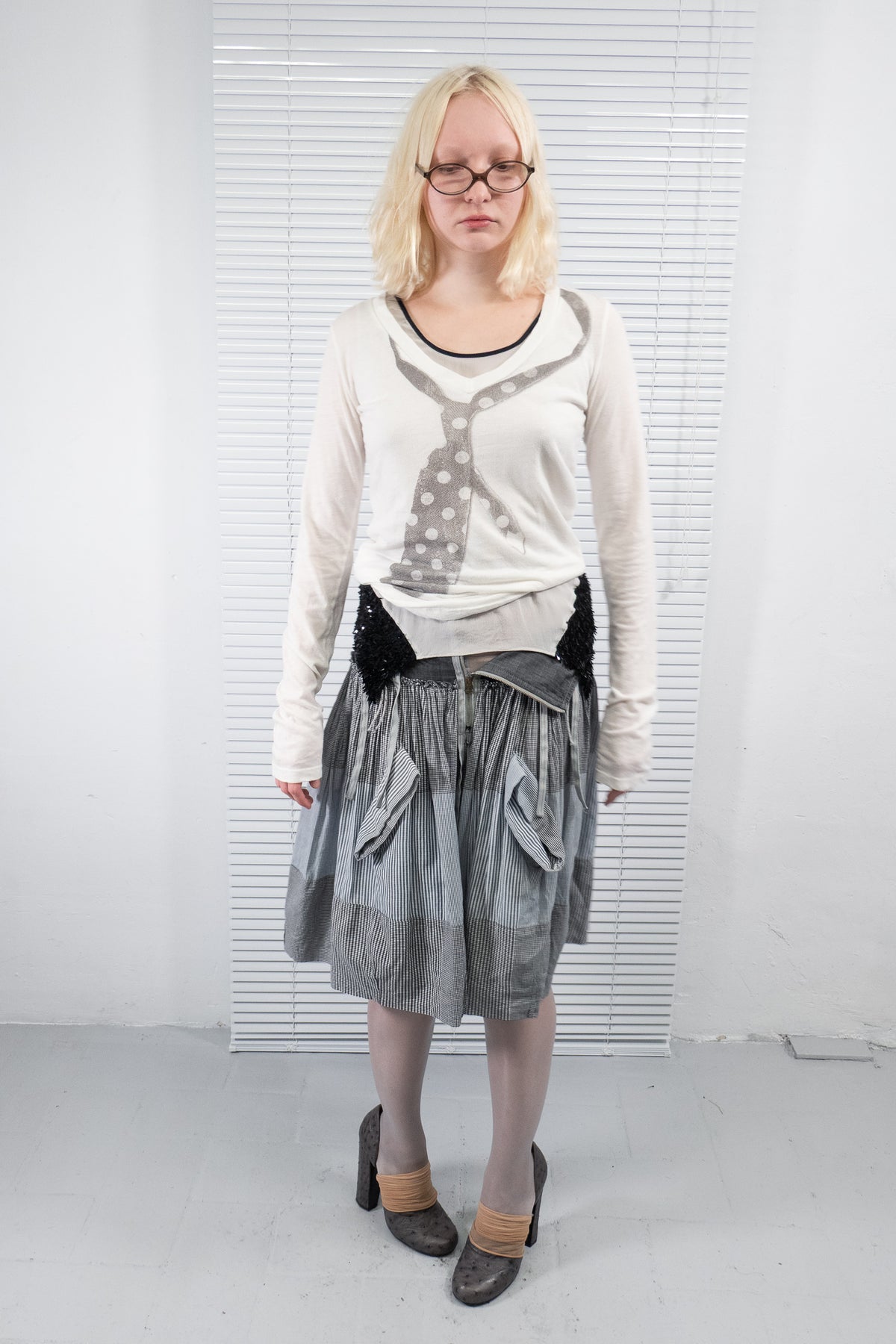 MARITHÉ FRANÇOIS GIRBAUD LACE-UP CHECKERED SKIRT