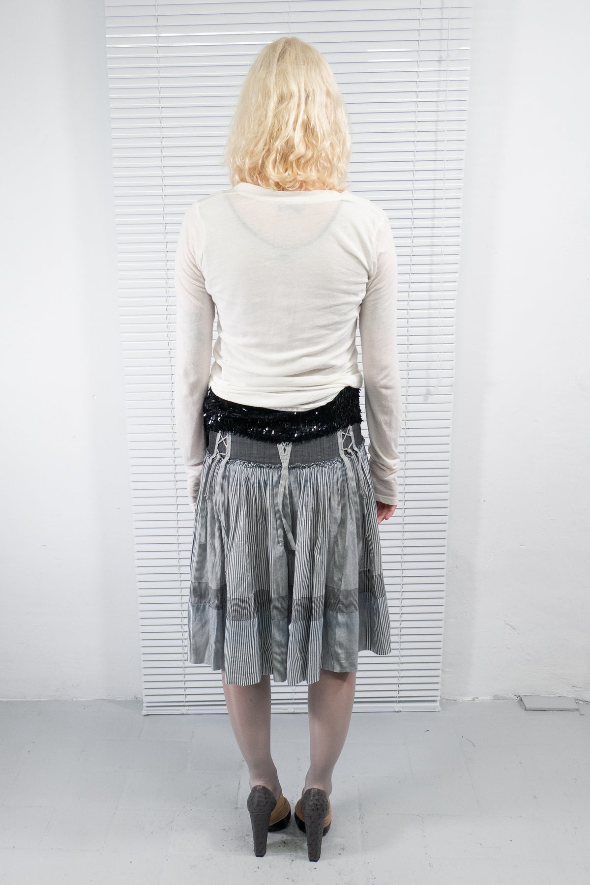 MARITHÉ FRANÇOIS GIRBAUD LACE-UP CHECKERED SKIRT