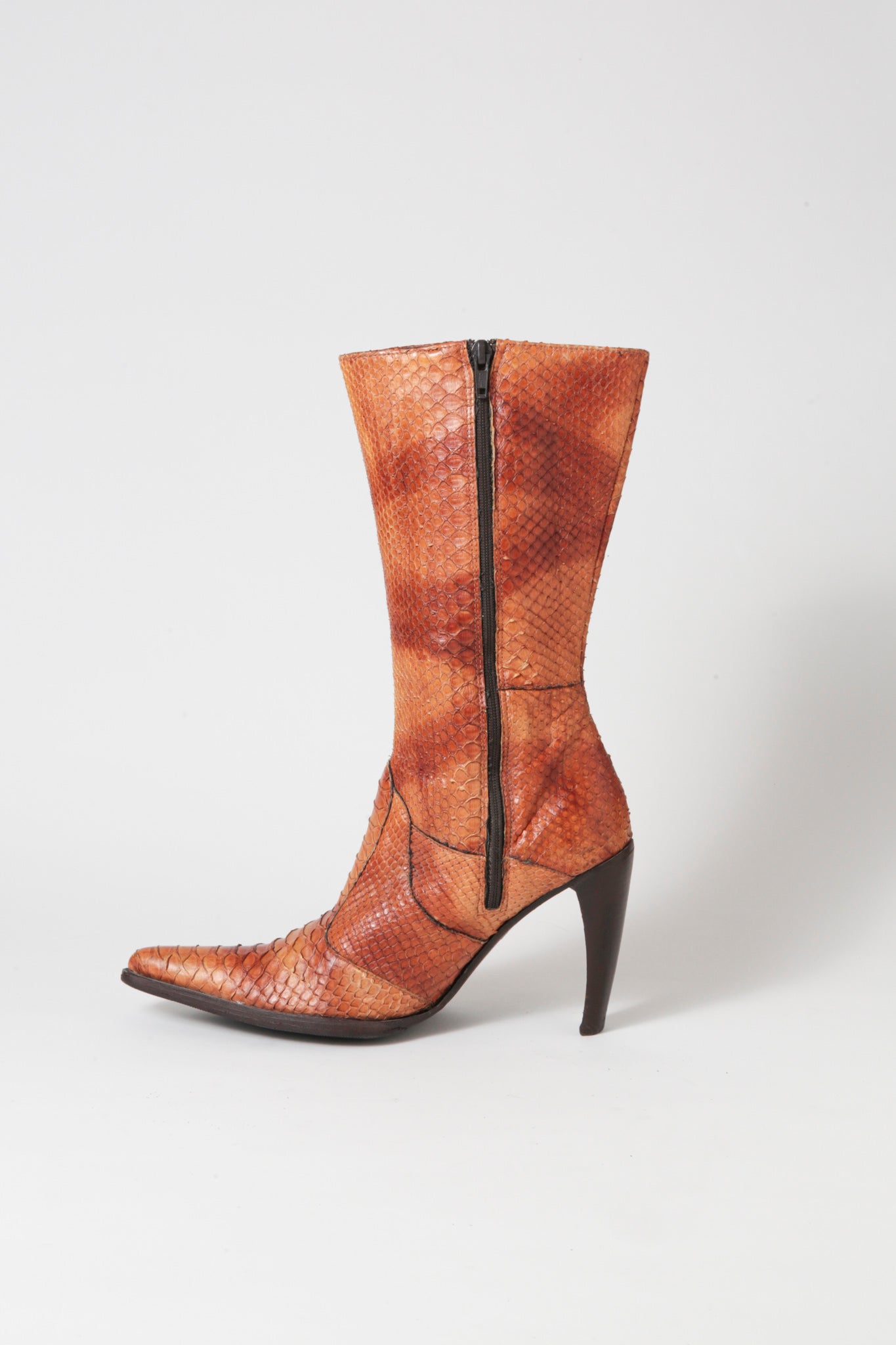 Snake Patchwork Pointy Boots