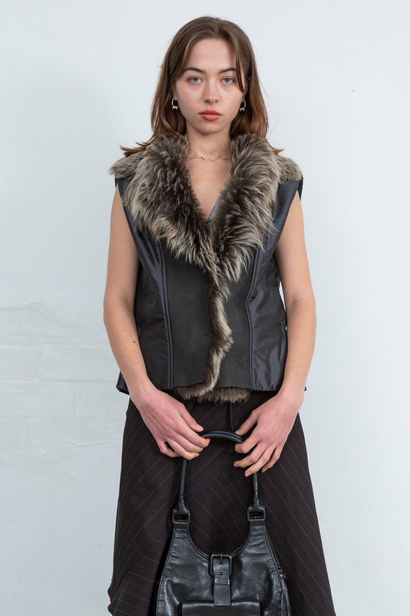 Silk and Faux Fur Vest