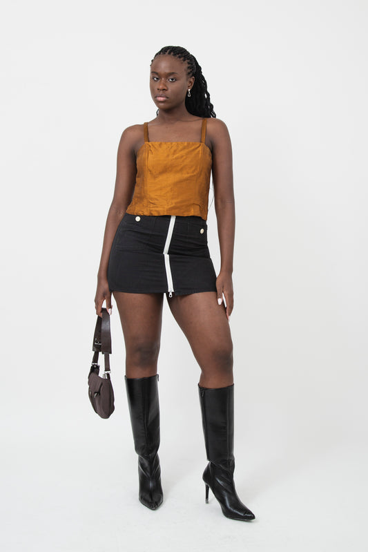 Luisa Spagnoli Bronze Silk Bustier