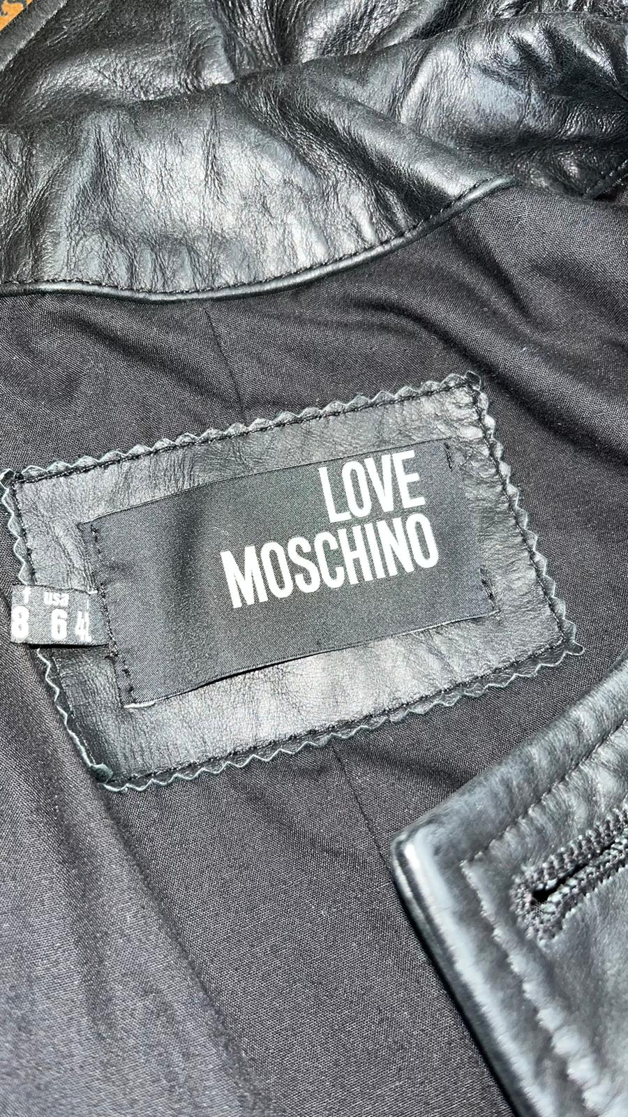 Moschino Flower Collar Leather Jacket
